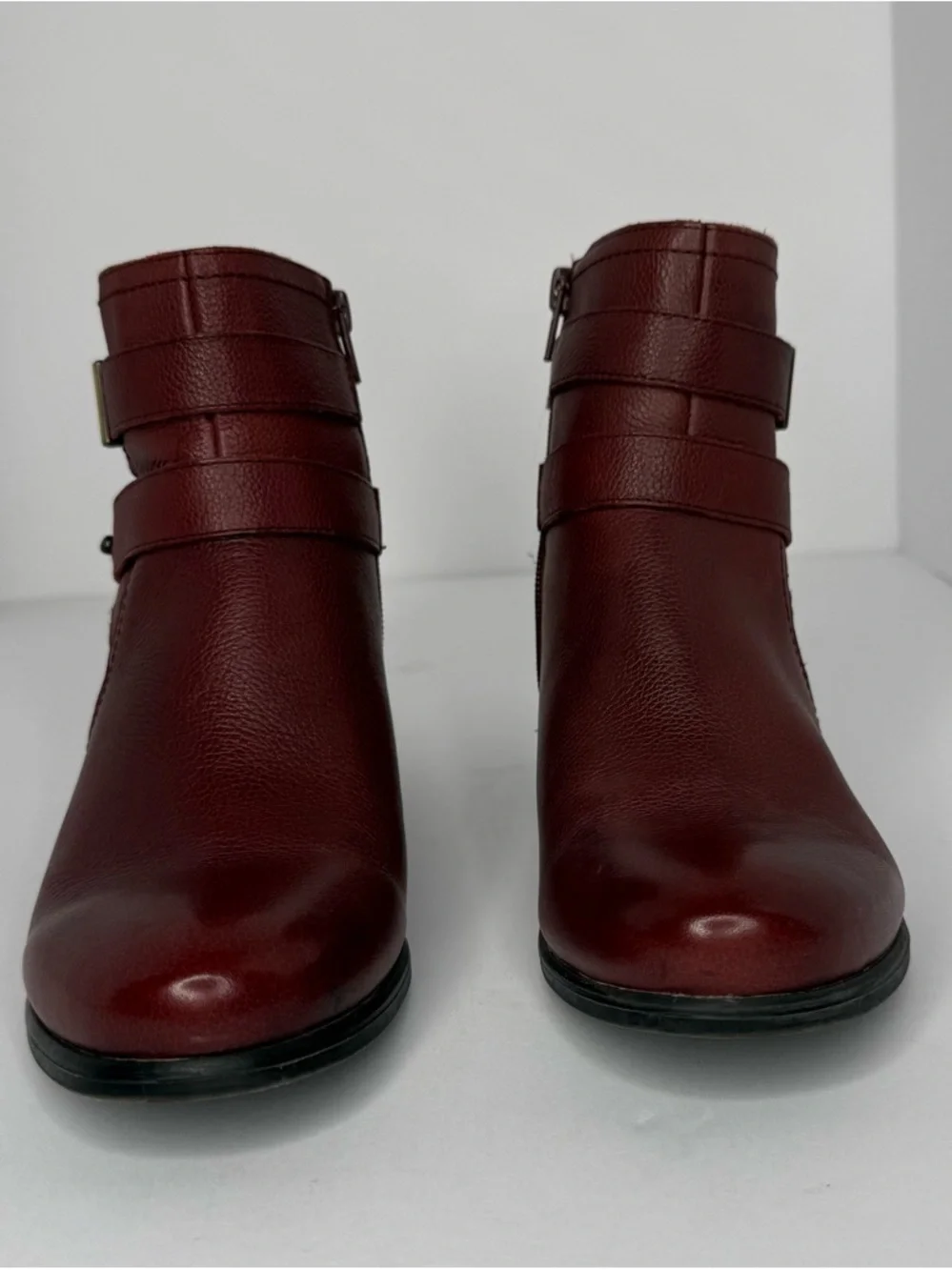 Naturalizer Women's Burgundy Leather Ankle Booties - Picture 2 of 8